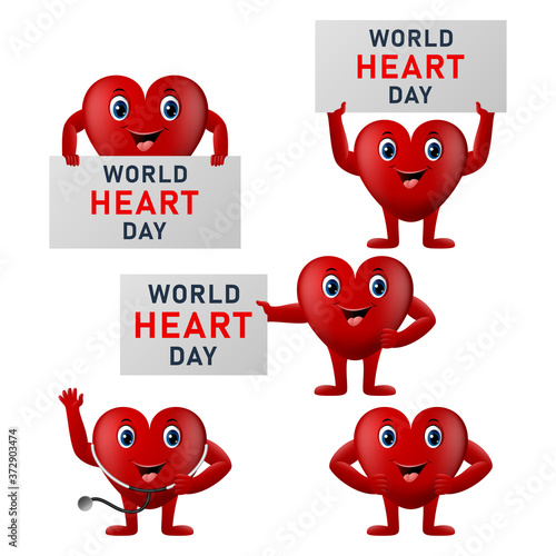 World heart day poster. web banner with red heart. Vector illustration.