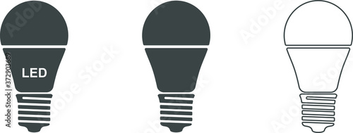 LED Lamp Icon set, flat design style. Vector illustration. photo