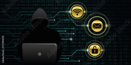 hacker steals digital personal data binary code background vector illustration EPS10