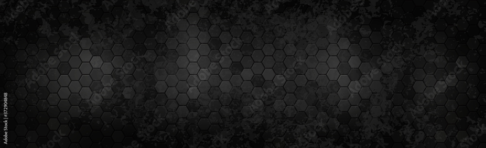 Panoramic texture of black and gray carbon fiber - Vector - obrazy, fototapety, plakaty 