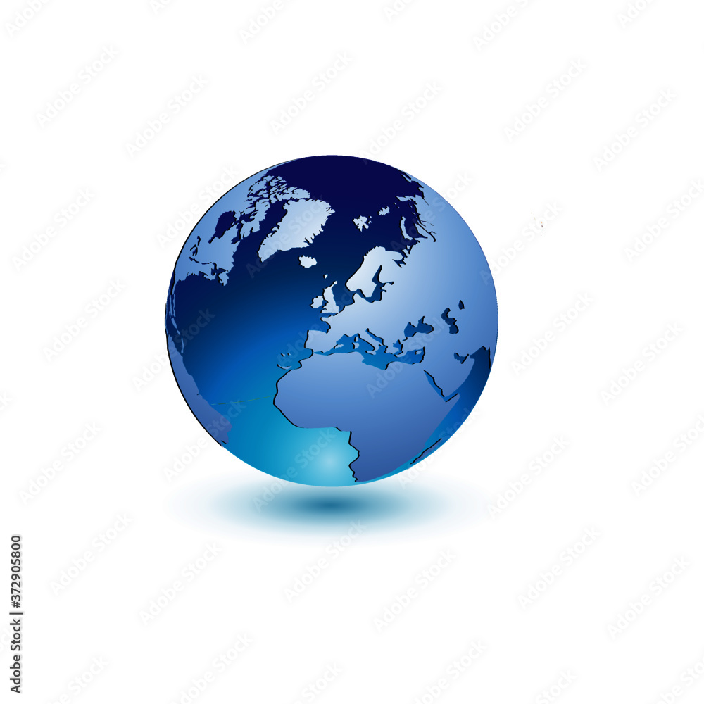 Sky Blue globe icon on White background vector Sky Blue globe icon on White background vector