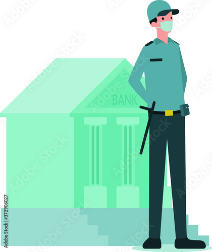 Bank security is protecting the bank at the bank yard
