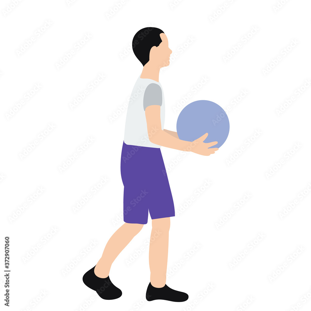 isolated, child boy with ball in flat style isolated, child boy with ball in flat style