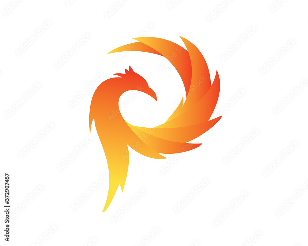 Phoenix with Whirling Wings Illustration Phoenix with Whirling Wings Illustration