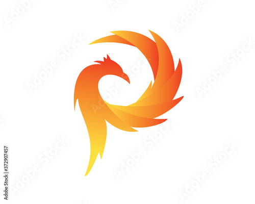 Phoenix with Whirling Wings Illustration