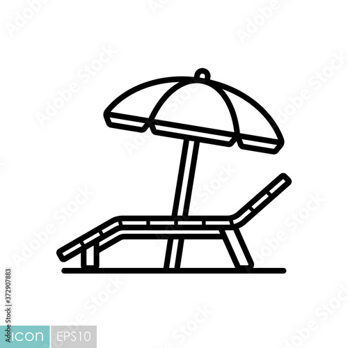 Lounger Beach Sunbed Chair flat vector icon