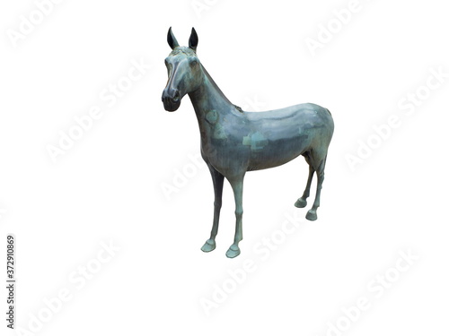 Horse bronze isolated on white background.