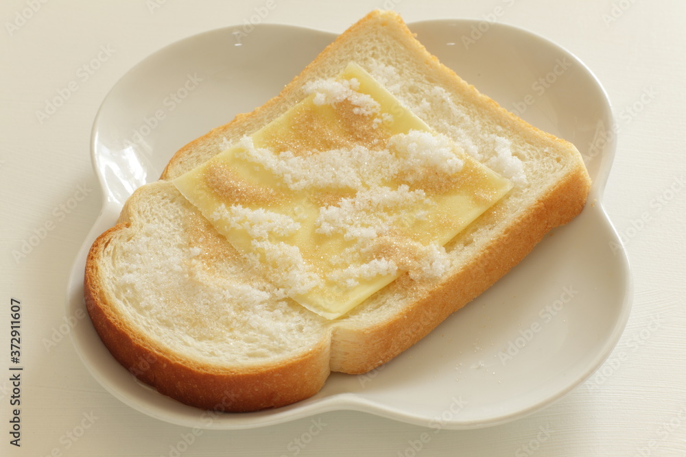 sliced cheese and sugar on toast for asian broakfast sliced cheese and sugar on toast for asian broakfast