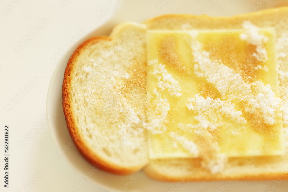 sliced cheese and sugar on toast for asian broakfast sliced cheese and sugar on toast for asian broakfast