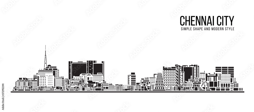 Cityscape Building Abstract Simple shape and modern style art Vector design - chennai city