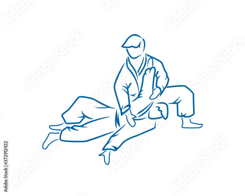 Two Judo Fighters Silhouette
