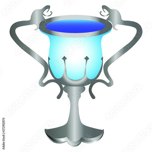 Silver cup on a white background. Vector illustration