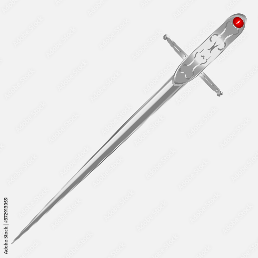 Iron Old Magic Sword with Red Stone. Vector illustration Iron Old Magic Sword with Red Stone. Vector illustration