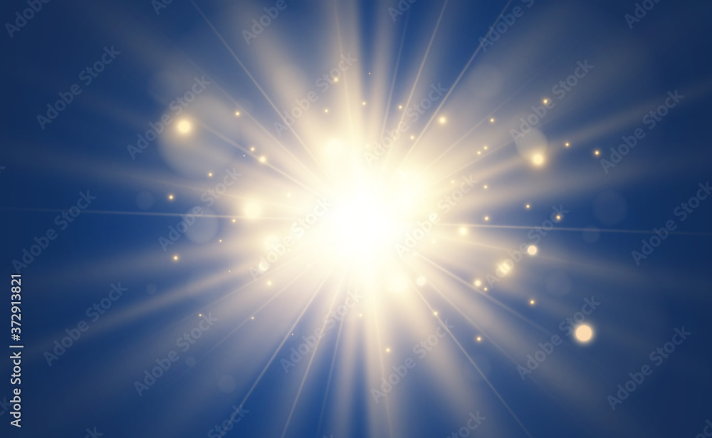 Bright beautiful star.Vector illustration of a light effect on a transparent background. Bright beautiful star.Vector illustration of a light effect on a transparent background.