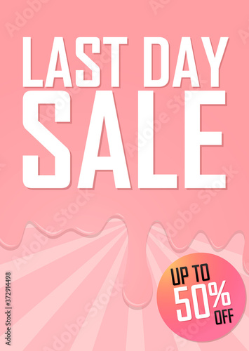 Last Day, Summer sale up to 50% off, poster design template, season best offer, discount banner, vector illustration