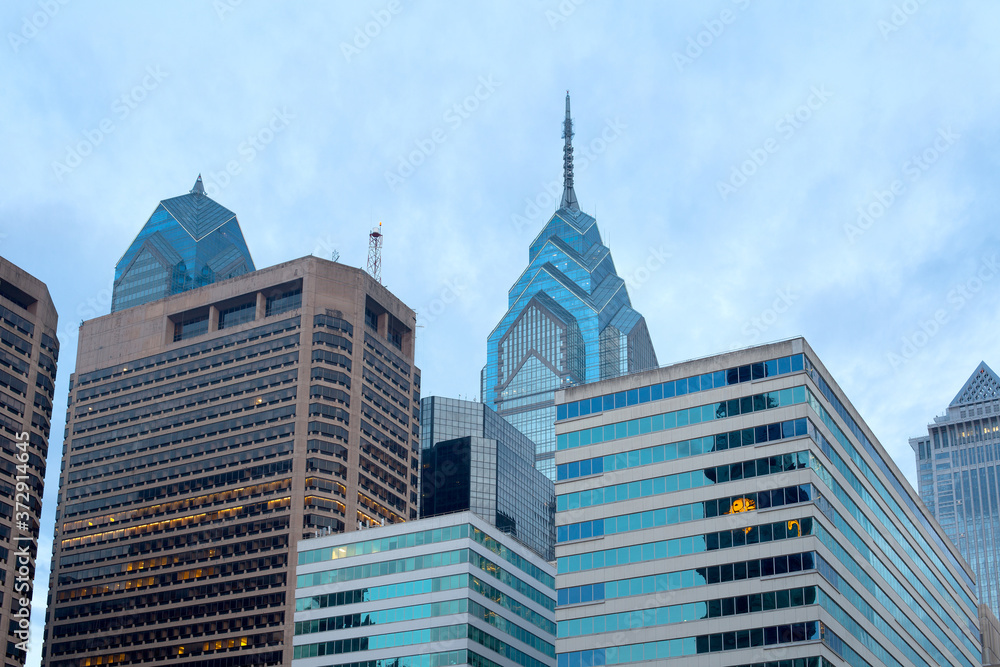 Skyline of offcie buildings at downtown Philadelphia, USA