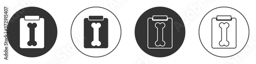 Black X-ray shots icon isolated on white background. Circle button. Vector Illustration.