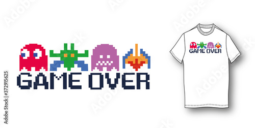 Game over pixel t-shirt design
