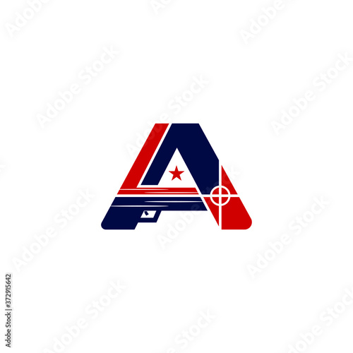 Letter A Firearm Monogram Abstract Creative Logo Design Template Element Vector