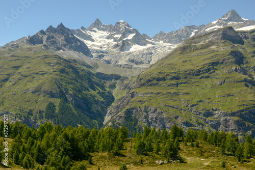 Mountain landscape with glacier over Zermatt in the Swiss alps © fotoember