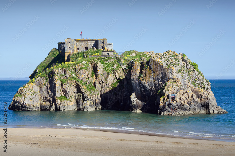 Palmerston fort on St Catherine's Island Tenby Wales UK which is a 19 century castle fortress to deter a French Invasion and a popular travel destination tourist attraction landmark of the town stock 
