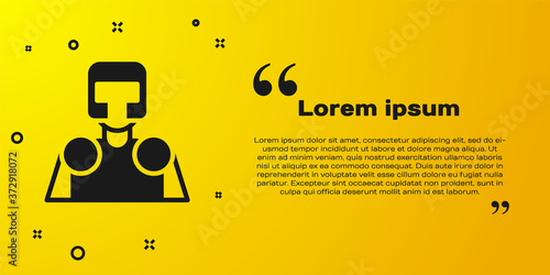 Black Medieval knight icon isolated on yellow background. Vector.