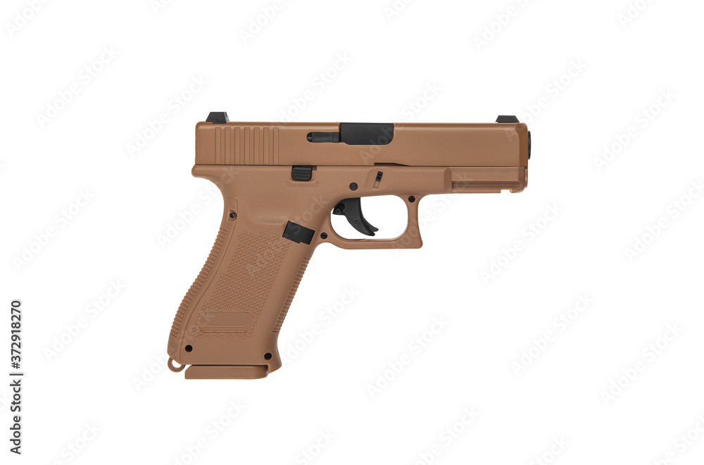 Sports pneumatic pistol isolate on a white back. Air gun. Weapons for sports and recreation. A copy of a real pistol. Sports pneumatic pistol isolate on a white back. Air gun. Weapons for sports and recreation. A copy of a real pistol.