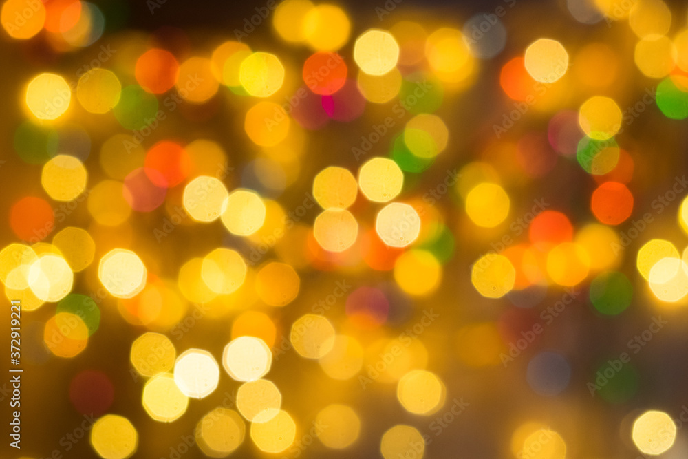 Defocused christmas lights bokeh background. New year, winter holidays Defocused christmas lights bokeh background. New year, winter holidays