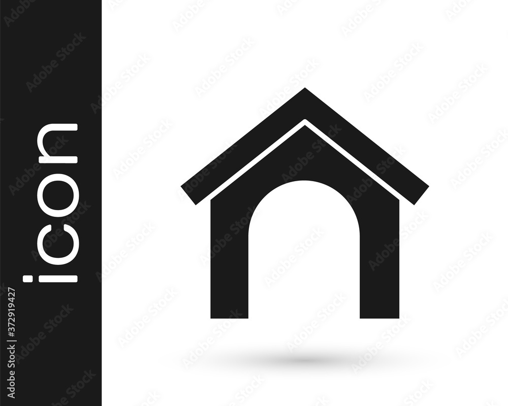 Grey Dog house icon isolated on white background. Dog kennel. Vector. Grey Dog house icon isolated on white background. Dog kennel. Vector.