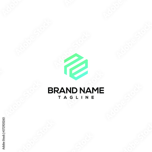 Letter PE logo designs simple concept  hexagon