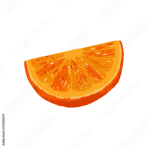 Vegetarian and raw food diet concept. Colorful card for print or web design with realistic orange. Vector illustration