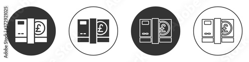 Black Pound sterling money icon isolated on white background. Pound GBP currency symbol. Circle button. Vector.