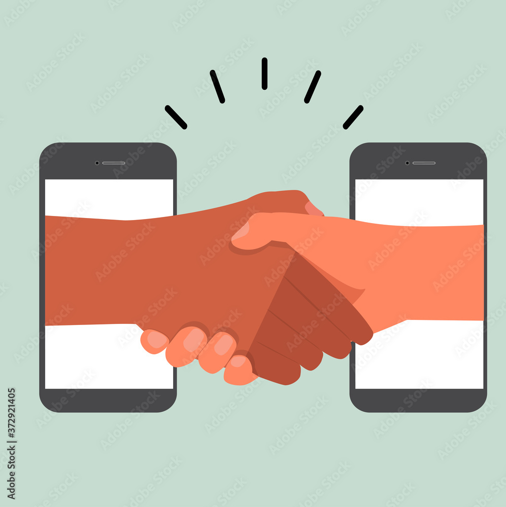 shaking hand agreement flat icon vector on mobile phones shaking hand agreement flat icon vector on mobile phones