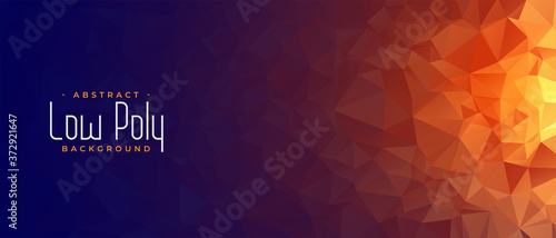 low poly abstract banner with glowing light effect