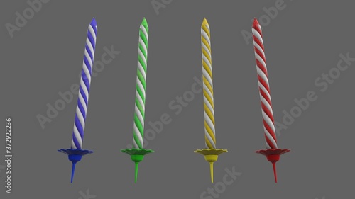 Candles for Cake Low-poly 3D model photo