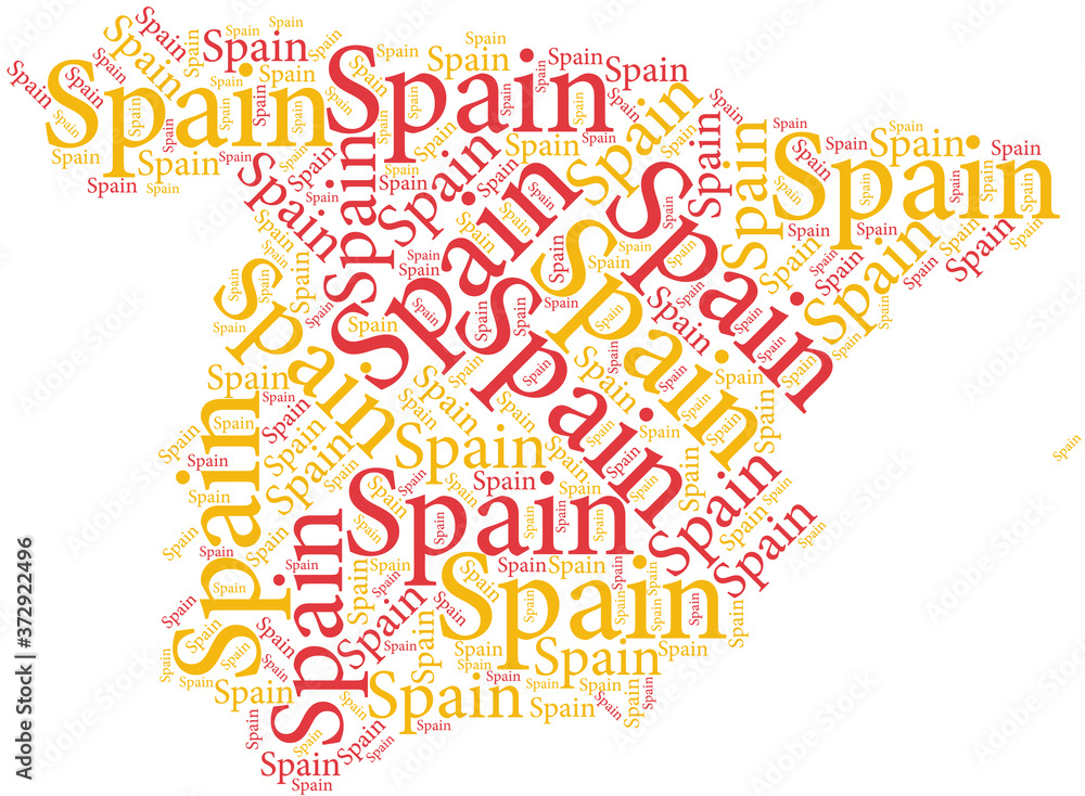 Spain map word cloud concept.