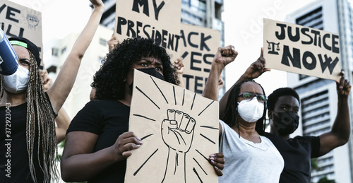 Slika na platnu Activist movement protesting against racism and fighting for equality - Demonstr