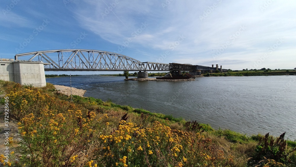 Railway bridge over Vistula river in Tczew, Poland
