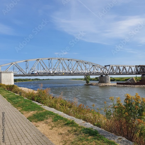 Railway bridge over Vistula river in Tczew, Poland