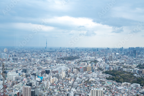 Tokyo, Japan - Mar 28, 2019:Asia business concept for real estate and corporate construction - panoramic modern city skyline aerial view of Ikebukuro in tokyo, Japan