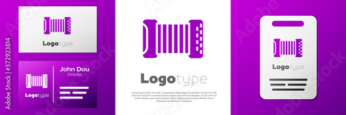 Logotype Musical instrument accordion icon isolated on white background. Classical bayan, harmonic. Logo design template element. Vector.