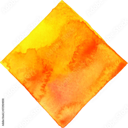 Abstract yellow and orange square watercolor hand painting banner for decoration