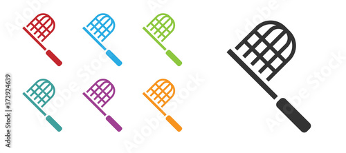 Black Butterfly net icon isolated on white background. Set icons colorful. Vector.