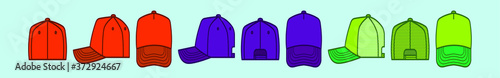 set of hip hop cap cartoon icon design template  with various models. vector illustration