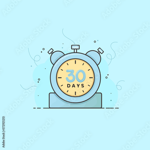 30 days announcement clock, timer vector time symbol. 30 days vector icon flat illustration.