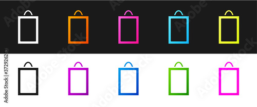 Set Picture icon isolated on black and white background. Vector.