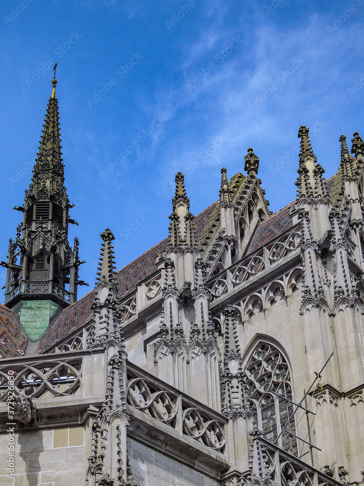 Fototapeta premium A rooftop of ornate Gothic cathedral, Kosice, Slovakia