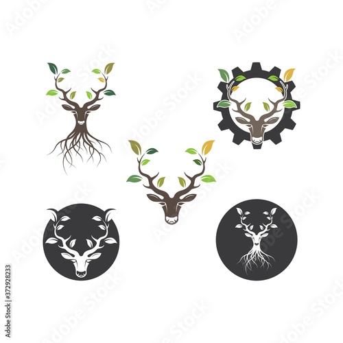 Deer head tree with leaf  concept design icon vector illustration  ilustration icon vector design