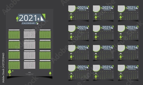 2021 new year calendar Colorful printable and editable design of calendar.
