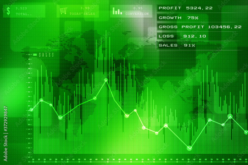 2d rendering Stock market online business concept. business Graph 